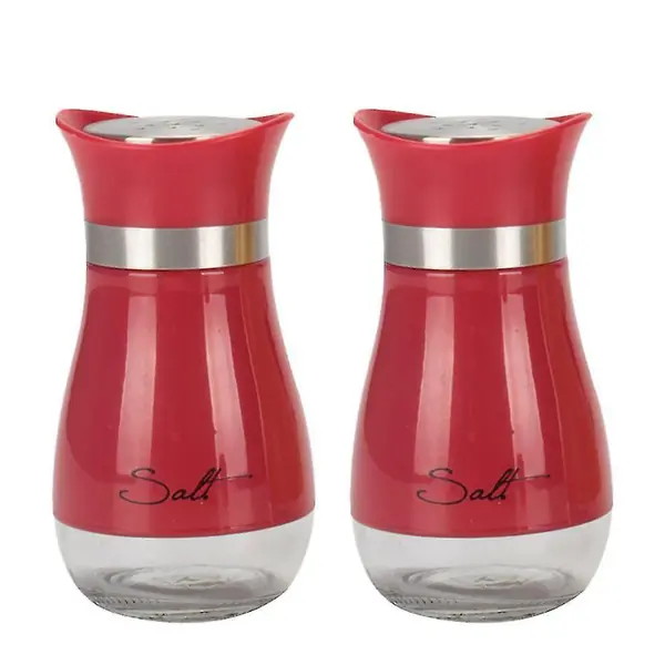 Set solnițe roșii cu suport metalic pentru sare și piper