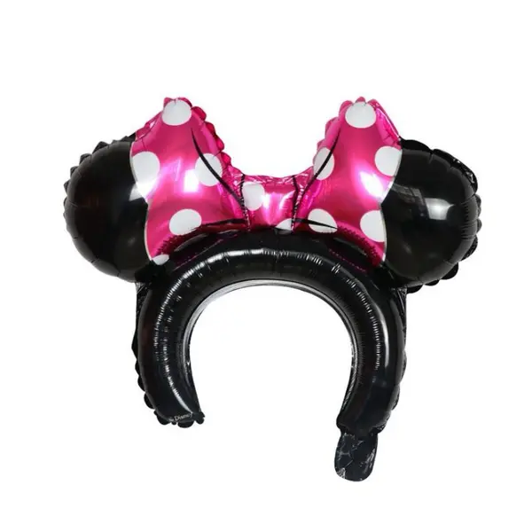 Balon din Folie Tip Bentiță pentru Cap, Model Urechi de Șoarece, Negru Simplu, 31 x 31 cm