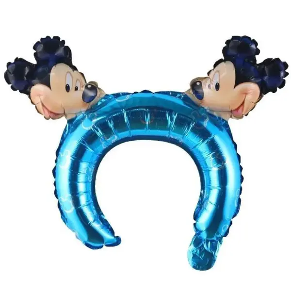 Balon din Folie Tip Bentiță pentru Cap, Model Mickey Mouse, Albastru, 31 x 31 cm