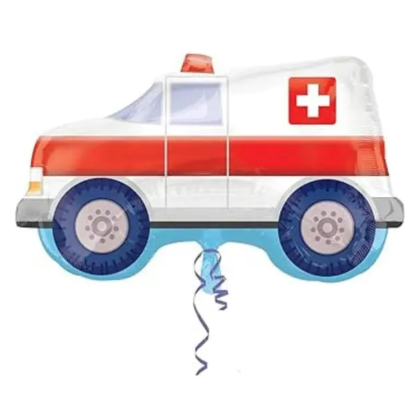 Balon din Folie de Aluminiu Tip Figurină, Model Ambulanță, 78 x 53 cm