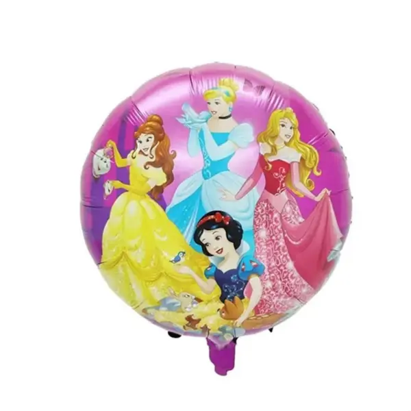 Balon din Folie de Aluminiu Rotund, Modele Prințese Disney, Roz, 45 x 45 cm