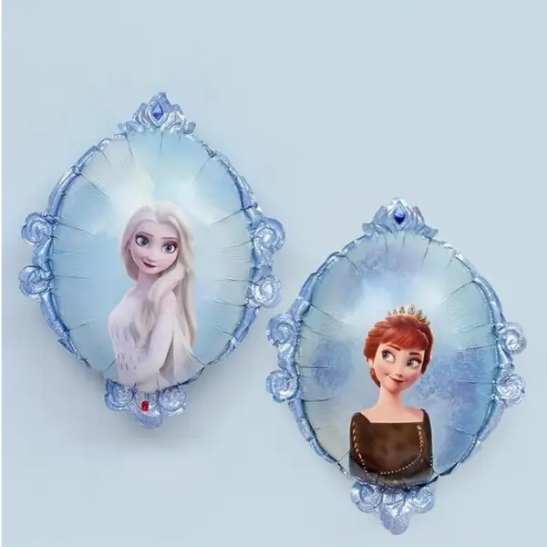 Balon din Folie de Aluminiu Tip Oglindă Barocă, Design Disney Frozen (Anna și Elsa), 45 x 45 cm