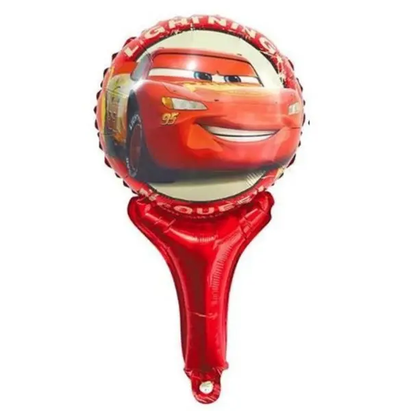 Balon din Folie cu Mâner Figurină Fulger McQueen, Decor Petrecere Tematică Mașini (Cars), 50 x 28 cm