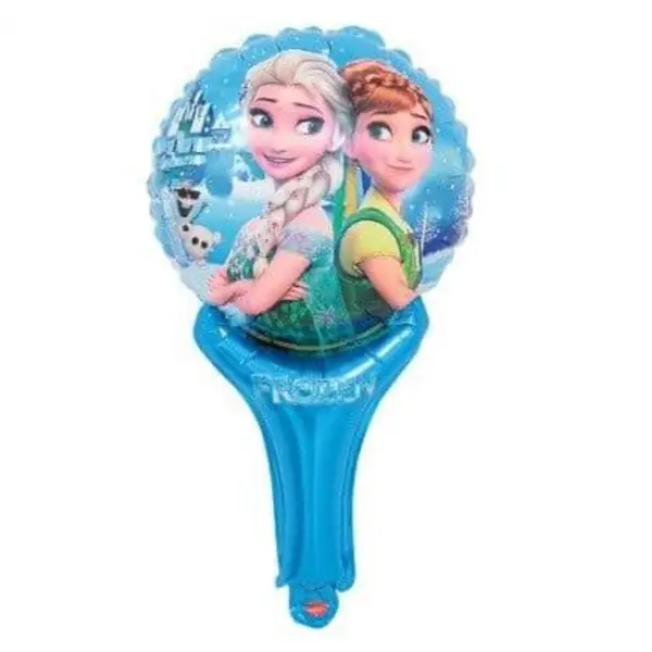 Balon din Folie cu Mâner Figurină Elsa și Anna Frozen, Decor Petrecere Regatul de Gheață, 50 x 28 cm