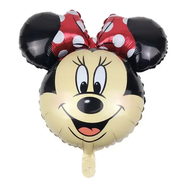 Balon din Folie de Aluminiu Figurină Cap Minnie Mouse cu Fundiță Roșie, Decor Aniversar, 64 x 60 cm