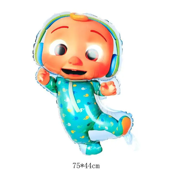 Balon din Folie de Aluminiu Figurină Bebeluş cu Căşti, Decor Aniversar Cocomelon, 75 x 45 cm