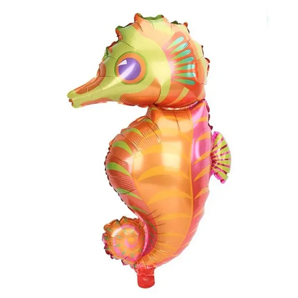 Balon din Folie de Aluminiu Figurină Căluț de Mare Multicolor, Decor Ocean, 90 x 50 cm