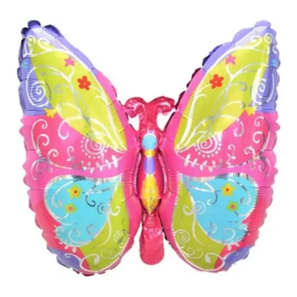 Balon din Folie de Aluminiu Figurină Fluturaș Gigant, Design Multicolor Pastel, 89 x 68 cm