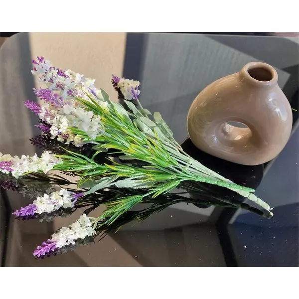 Buchet Floral Artificial cu 7 Capete, Model Lavandă Mix, Înălțime 38 cm