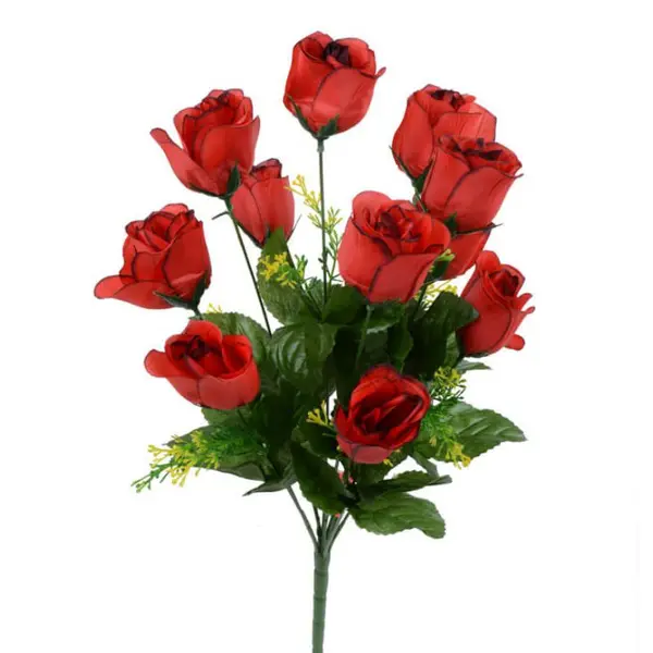 Buchet de Trandafiri Artificiali cu 7 Fire, Aspect Satinat, Înălțime 36 cm