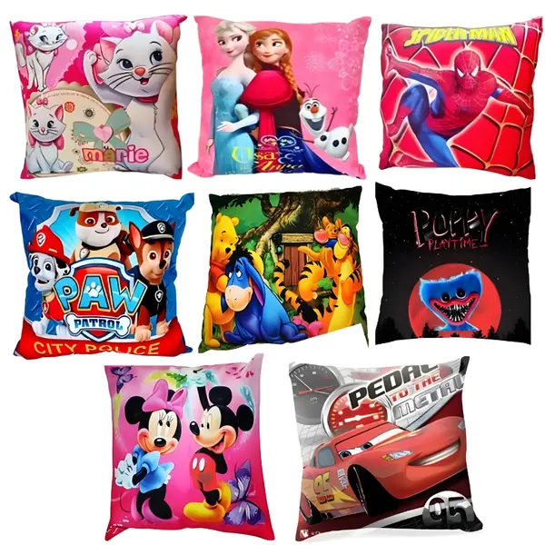 Față de Pernă Decorativă pentru Copii, Imprimeuri Animate, Material Delicat, Dimensiuni 45 x 45 cm