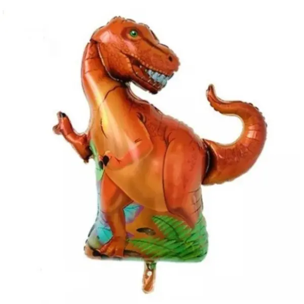 Balon din Folie Metalizată, Model Figurină Dinozaur T-Rex Verde, 76 x 91 cm