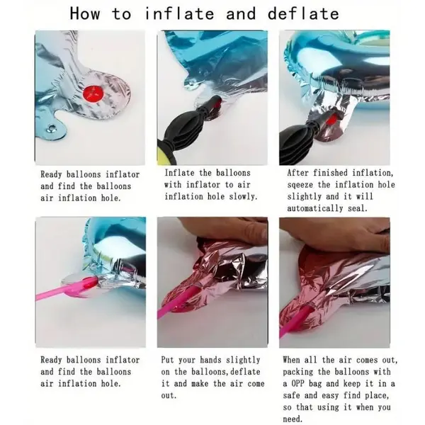 Instrucțiuni umflare și dezumflare baloane cifre argintii