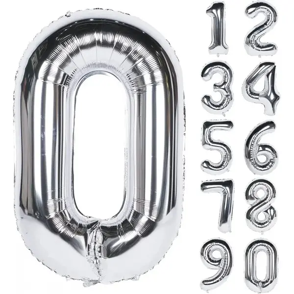 Balon cifră argintiu dimensiune mare 68 x 53 cm