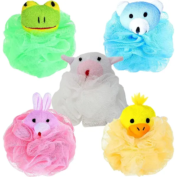Burete de Baie pentru Copii, Formă Animale din Desene Animate, Textură Moale, Multicolor