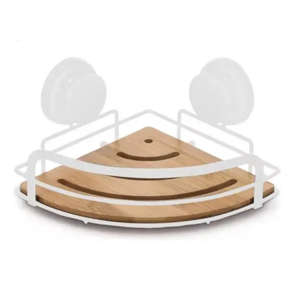 Etajeră de Colț pentru Baie din Bambus Natural, Organizator cu 2 Niveluri, 27 x 21 x 11 cm