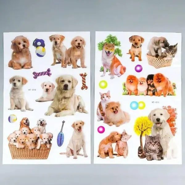 Set Stickere Autocolante pentru Copii, Model Animale (Cățeluși), Dimensiuni 54 x 36 cm, Diverse Rase