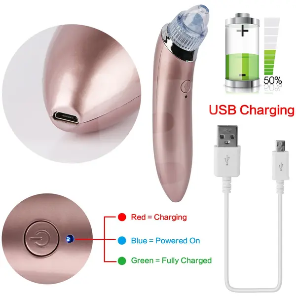 Încărcare USB aparat vacuum curățare ten