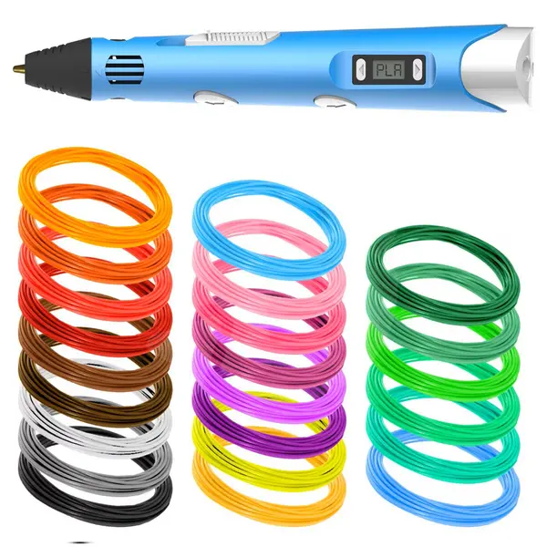 Creion 3D cu Afișaj LCD, Alimentare USB, Set Filamente PLA Colorate, Temperatură Reglabilă 160–230°C