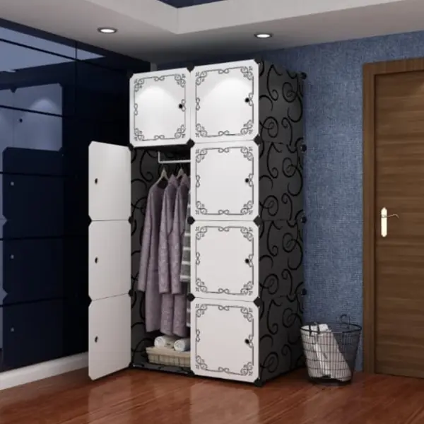 Dulap Modular de Depozitare pentru Cameră, Polipropilenă, 5 Compartimente + 1 Secțiune Umerașe, 75 x 47 x 147 cm