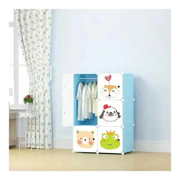 Dulap Modular de Depozitare pentru Copii, Polipropilenă, 4 Compartimente + 1 Zonă Umerașe, 75 x 37 x 111 cm