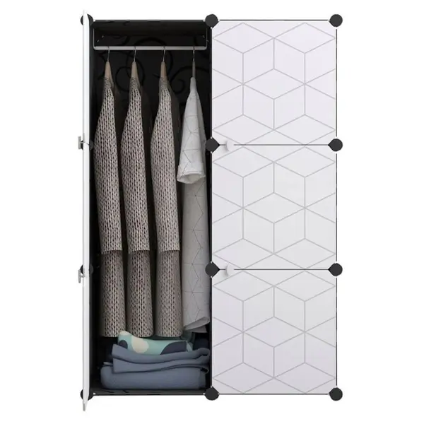 Dulap Modular de Depozitare din Polipropilenă, 6 Compartimente, Negru/Alb, 75 x 35 x 110 cm