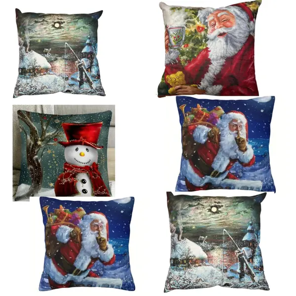 Față de Pernă Decorativă de Crăciun, Catifea Premium, Textură Moale, Model Festiv, 45 x 45 cm