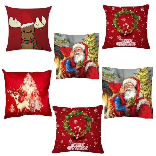 Față de Pernă Decorativă de Crăciun, Catifea Premium, Textură Moale, Model Festiv, 45 x 45 cm