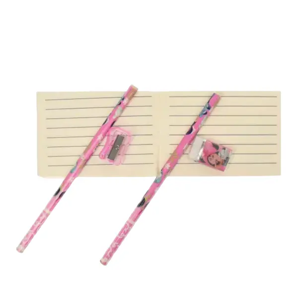 Set ceas, carnețel și creioane pentru copii, modele animate, multicolor