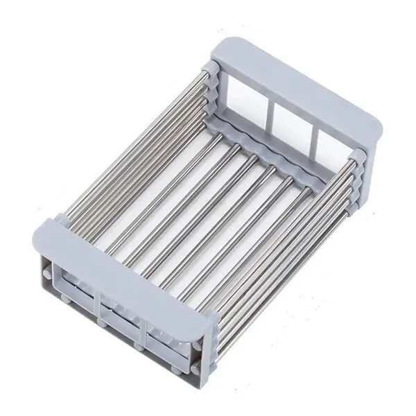 Suport ajustabil pentru chiuvetă bucătărie cu funcție de scurgere, metal inoxidabil – 45,5 × 25,5 × 9 cm