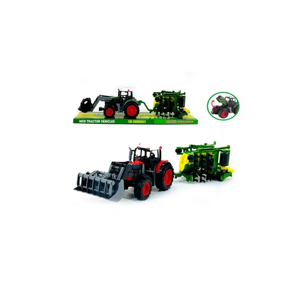 Set Gigant Utilaj Agricol „Agro-Master” – Tractor cu Cupă Mobilă și Remorcă, Lungime 63 cm