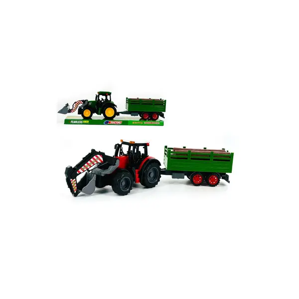 Tractor de Jucărie Forestier cu Remorcă și Accesorii Busteni, Ansamblu de Transport Lemne, 45 cm