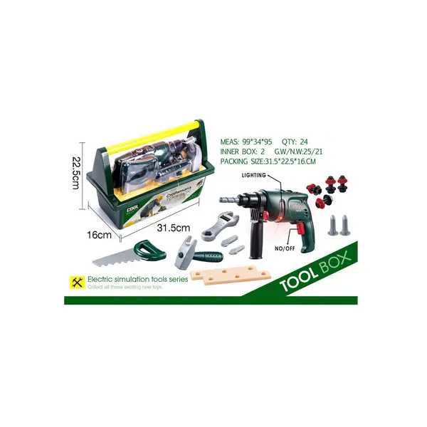 Set Complet „Micul Meșter” – Trusă de Scule cu Bormașină Electrică Interactivă și Accesorii de Construcție