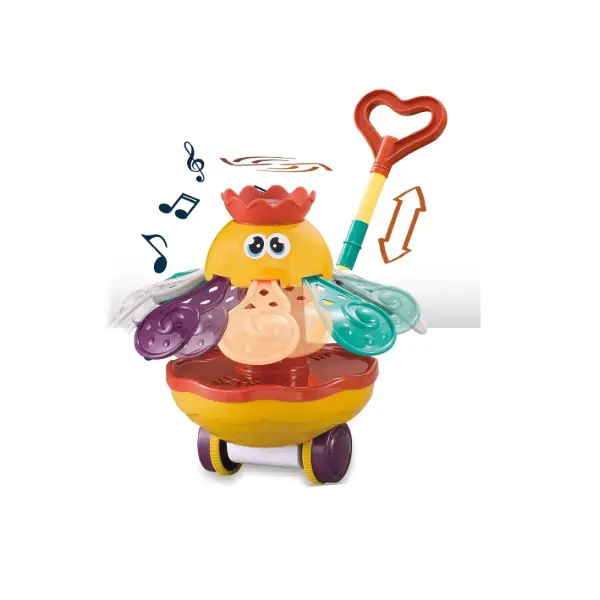 Jucărie de Împins pentru Copii, Caracatiță Veselă cu Mecanism Mobil și Roți, Dezvoltare Motrică