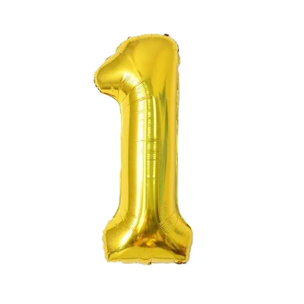 Balon din Folie de Aluminiu, Cifra 1, Culoare Auriu Metalizat, 68 x 53 cm