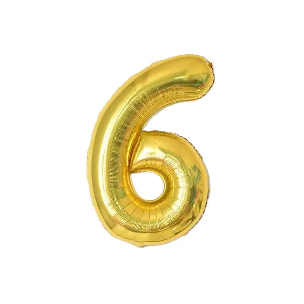 Balon din Folie de Aluminiu, Cifra 6, Culoare Auriu Metalizat, 68 x 53 cm
