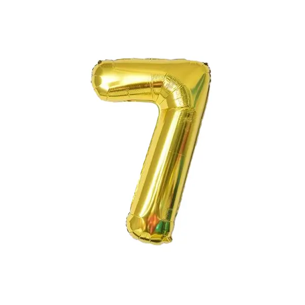 Balon din Folie de Aluminiu, Cifra 7, Culoare Auriu Metalizat, 68 x 53 cm
