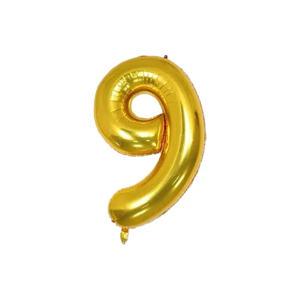 Balon din Folie de Aluminiu, Cifra 9, Culoare Auriu Metalizat, 68 x 53 cm