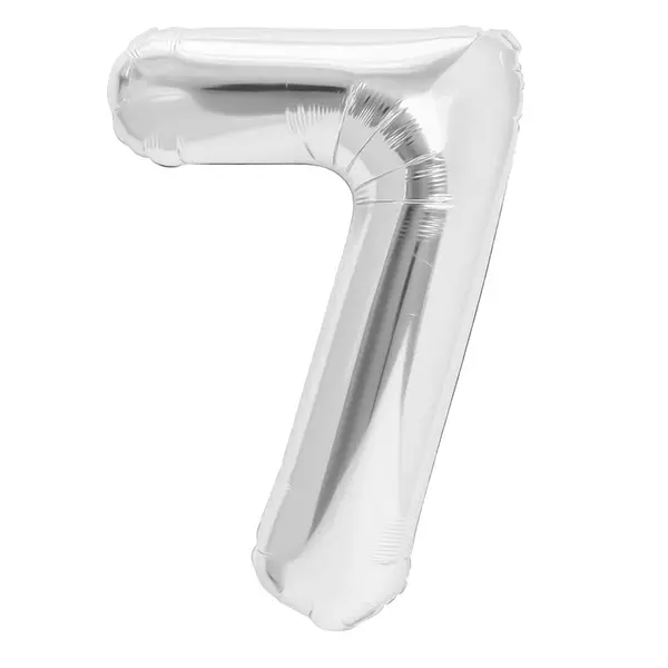 Balon din Folie de Aluminiu, Cifra 7, Culoare Argintiu Metalizat, 68 x 53 cm