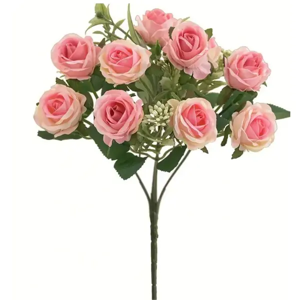 Buchet de Flori Artificiale cu 7 Fire și 9 Flori Bogate, Aspect Natural, Înălțime 37 cm