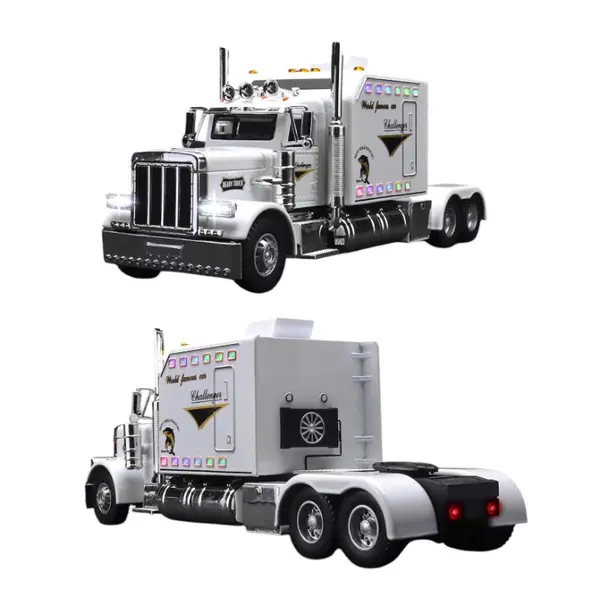 Machetă Metalică TIR American Peterbilt, Lumini și Sunete, 24 cm – Alb