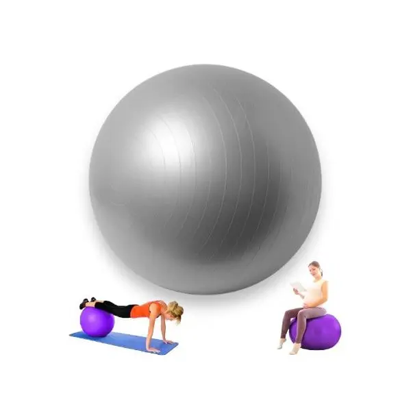 Minge Pilates și Fitness, Diametru 75 cm – Culoare Gri Metalizat