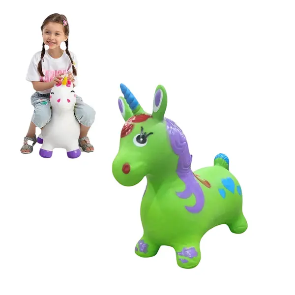 Unicorn Gonflabil din Cauciuc Rezistent, cu Lumini și Muzică, 50 x 60 cm – Verde Magic