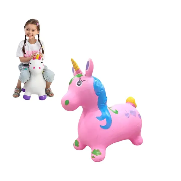 Unicorn Gonflabil din Cauciuc Rezistent, cu Lumini și Muzică, 50 x 60 cm – Roz Magic