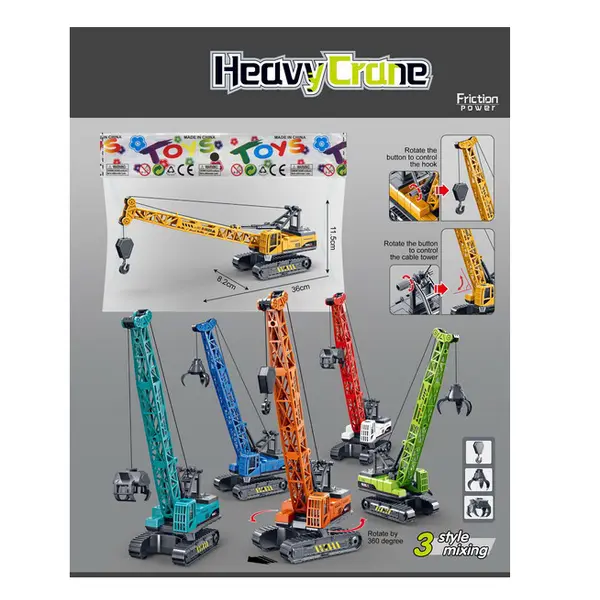 Macara de Construcții cu Telecomandă „Construction Giant”, rotație 360° și sistem de ridicare funcțional