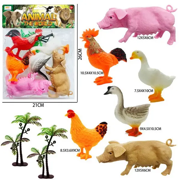 Set 6 Figurine „Viața la Fermă” – Animale Domestice din Material Rezistent, Detalii Realiste