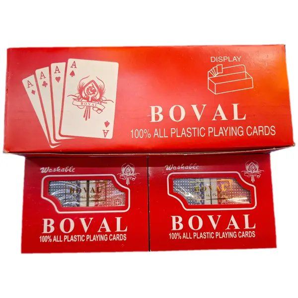 Set 12 Perechi Cărți de Joc Profesionale "BOVAL", 100% Plastic, Lavabile, Cutie Display