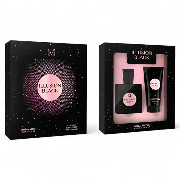 Casetă Cadou Damă ILLUSION BLACK (Parfum 50 ml + Loțiune de Corp 50 ml)