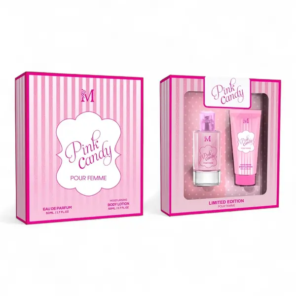 Casetă Cadou Damă M PINK CANDY (Parfum 50 ml + Loțiune de Corp 50 ml)
