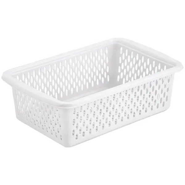 Coș de Depozitare Dreptunghiular din Plastic, 22x15x8 cm, Design Perforat, Mix Culori, Bax 40 Bucăți